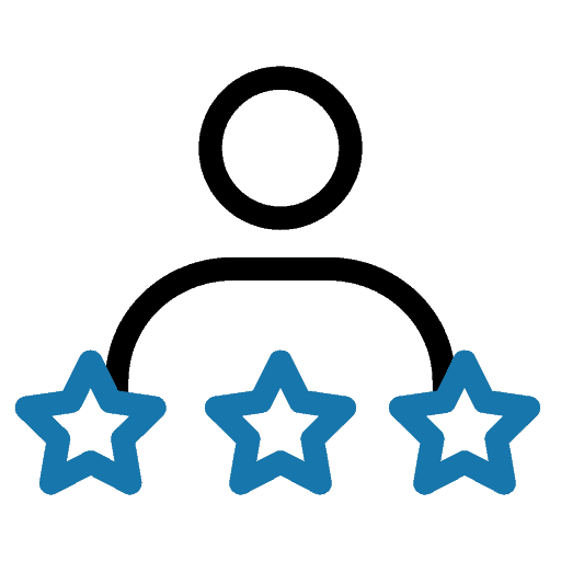 Icono de evaluación con estrellas para reseñas de la academia de idiomas en Madrid.